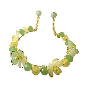 Fairy Bracelet with Lucite Flowers, Crystals and Jade end Charms